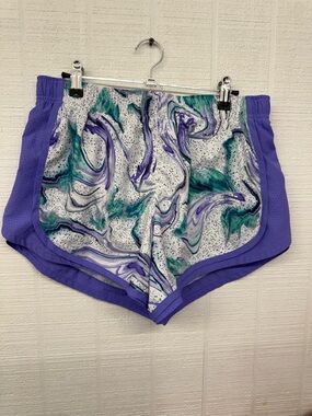Athletic Works Purple and Teal Marble Women’s Athletic Shorts